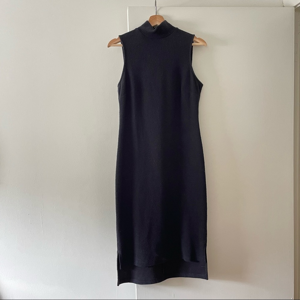 Dark navy blue mock neck sleeveless midi dress- size small